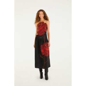 Farm Rio Black Rosalia Artisanal Lenzing  Euroflax Midi Dress Size M  NWT